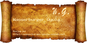 Wasserburger Gyula névjegykártya